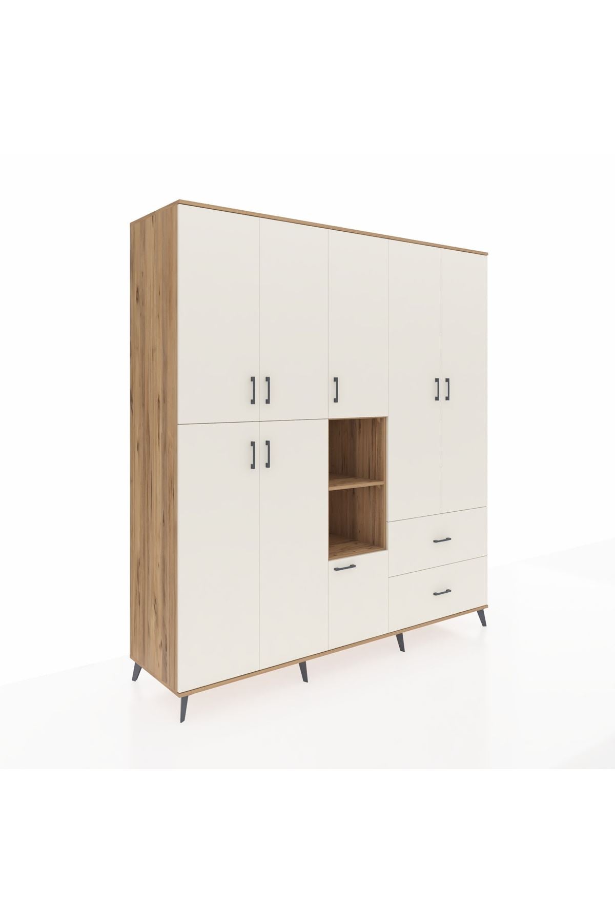 Kronos Dolap 12 Raflı 2 Çekmeceli Tek Askılı 220x59x243 - S784M063V22C