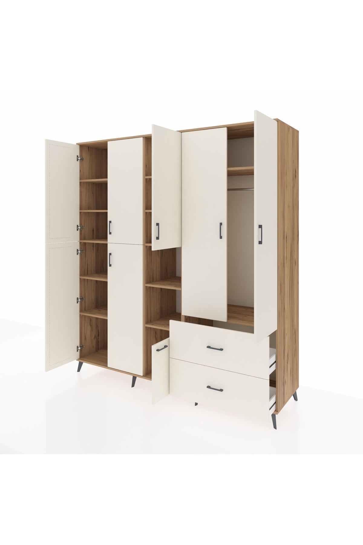 Kronos Dolap 12 Raflı 2 Çekmeceli Tek Askılı 220x59x243 - S784M063V22C