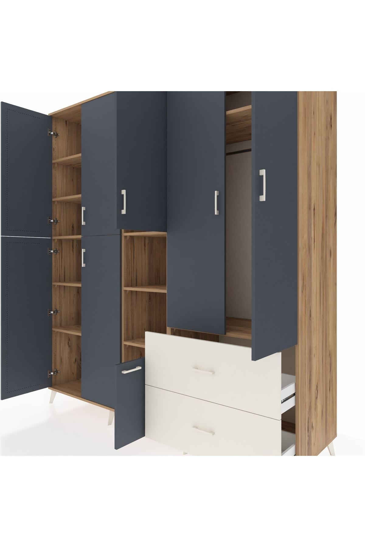 Kronos Dolap 12 Raflı 2 Çekmeceli Tek Askılı 220x59x243 - S784M063V25C