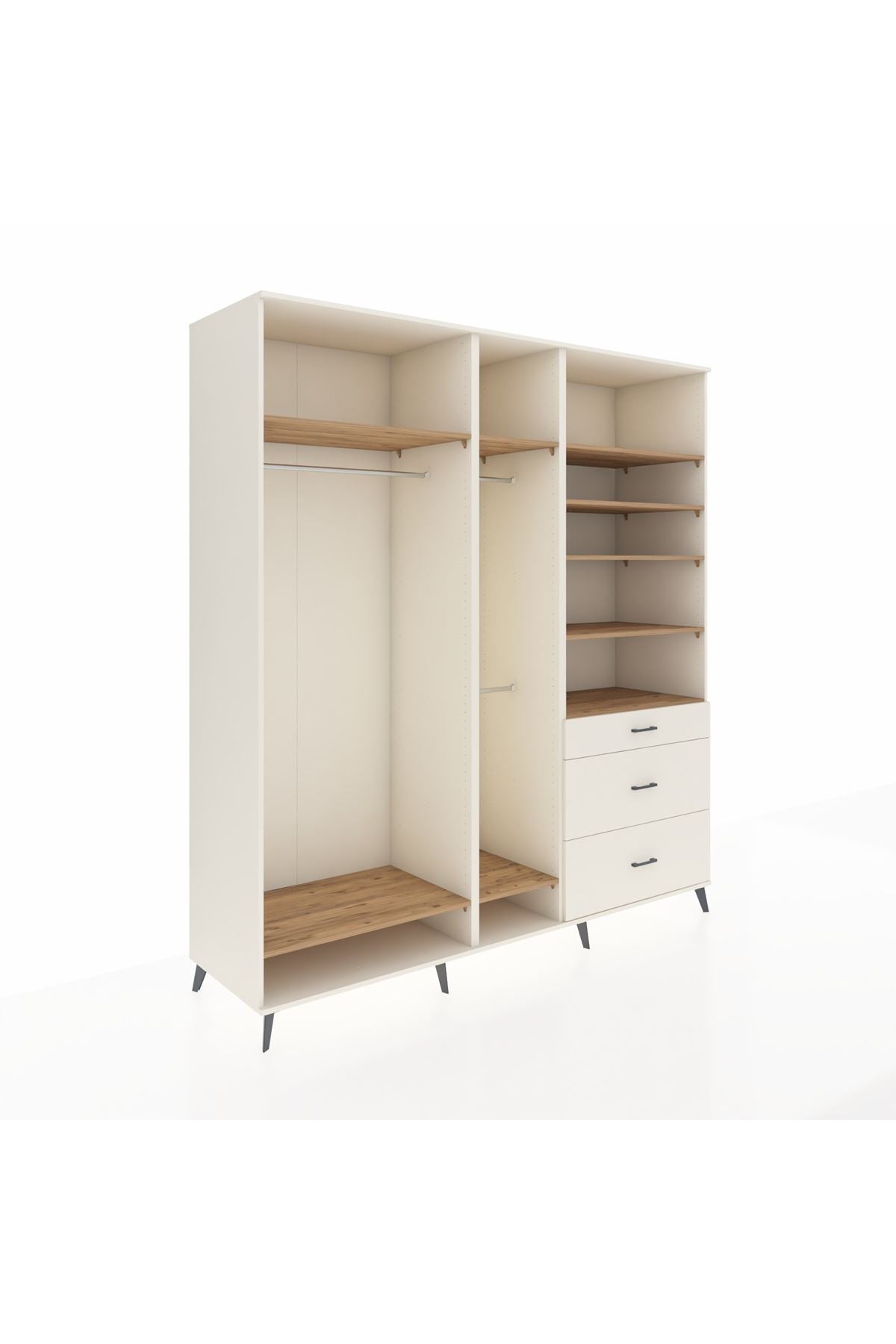 Kronos Dolap 9 Raflı 3 Çekmeceli 3 Askılı 220x59x243 Aytaşı-Çam/Aytaşı