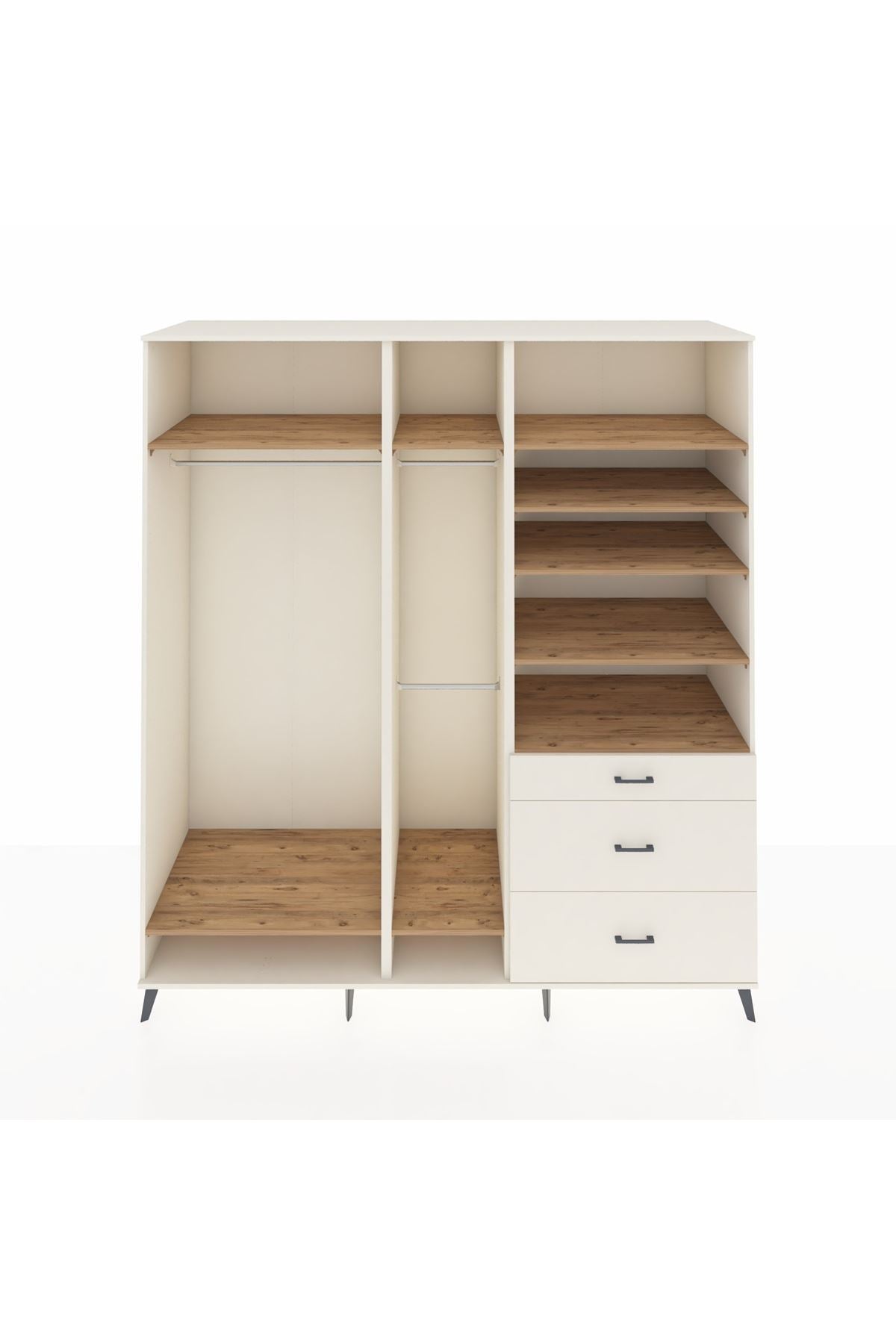 Kronos Dolap 9 Raflı 3 Çekmeceli 3 Askılı 220x59x243 Aytaşı-Çam/Aytaşı