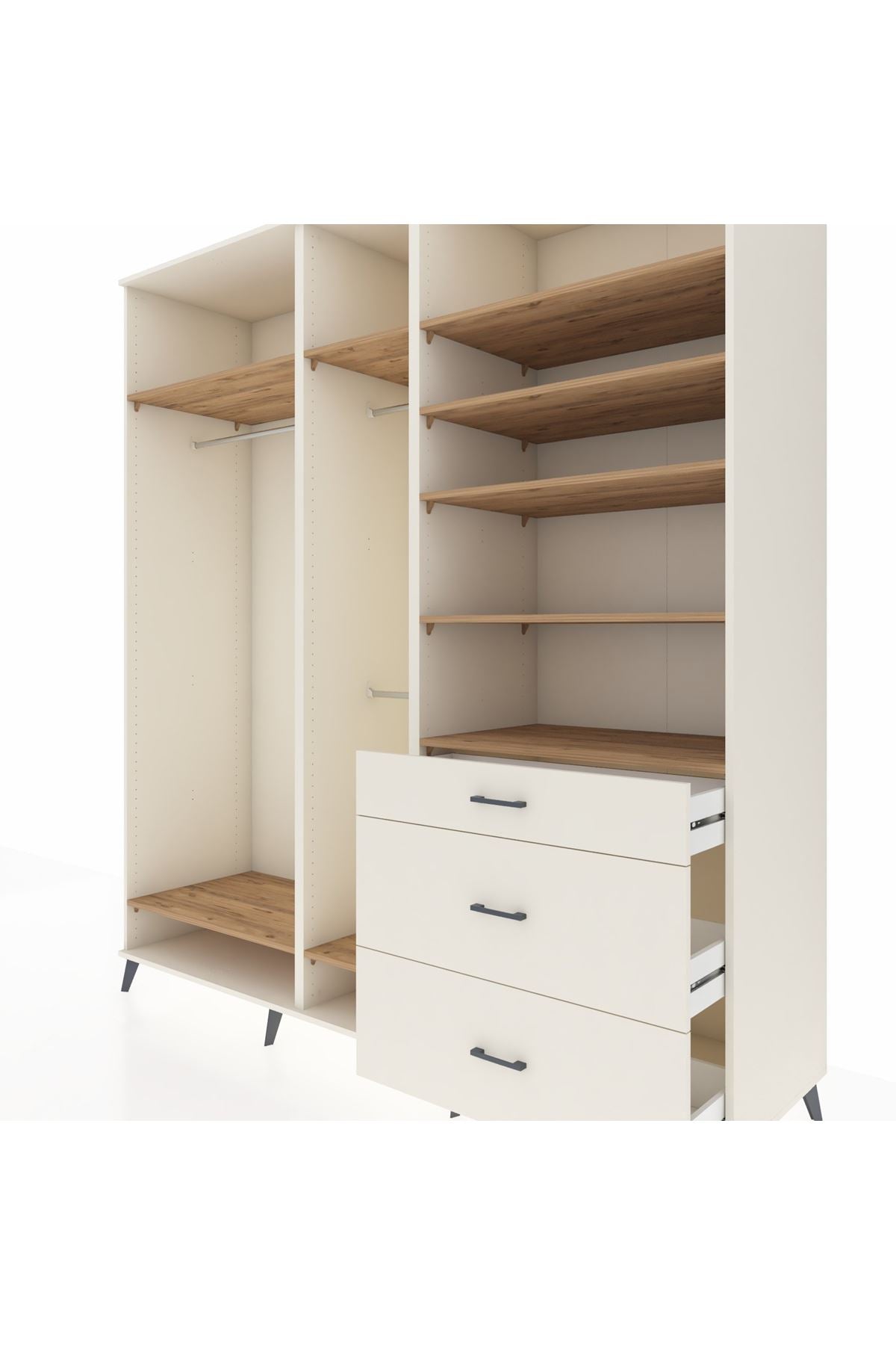 Kronos Dolap 9 Raflı 3 Çekmeceli 3 Askılı 220x59x243 Aytaşı-Çam/Aytaşı