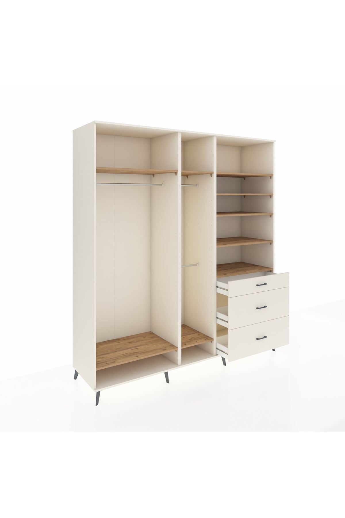 Kronos Dolap 9 Raflı 3 Çekmeceli 3 Askılı 220x59x243 Aytaşı-Çam/Aytaşı