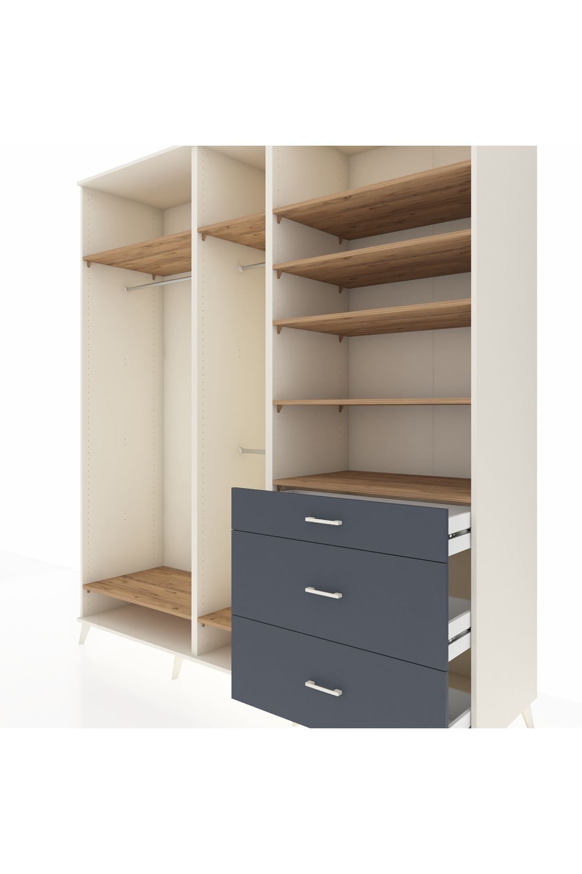 Kronos Dolap 9 Raflı 3 Çekmeceli 3 Askılı 220x59x243 Aytaşı-Çam/Antrasit