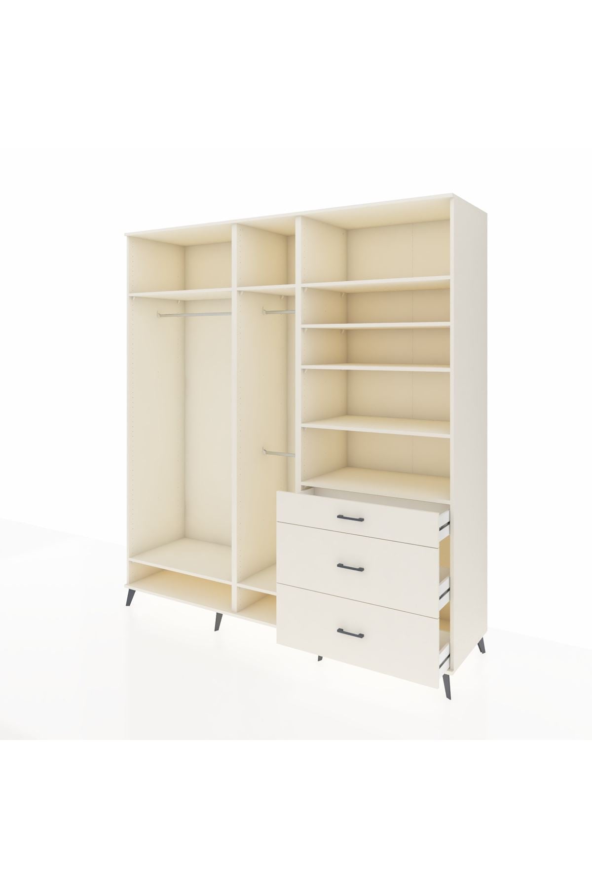 Kronos Dolap 9 Raflı 3 Çekmeceli 3 Askılı 220x59x243 Aytaşı-Aytaşı/Aytaşı