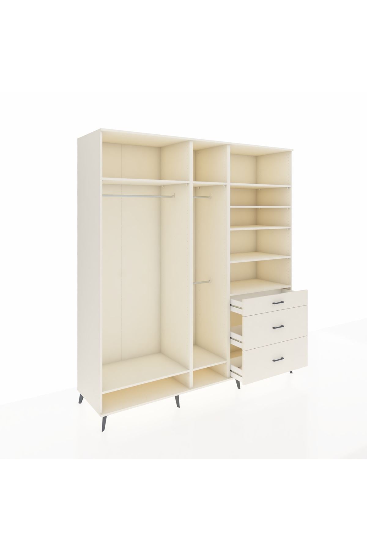 Kronos Dolap 9 Raflı 3 Çekmeceli 3 Askılı 220x59x243 Aytaşı-Aytaşı/Aytaşı