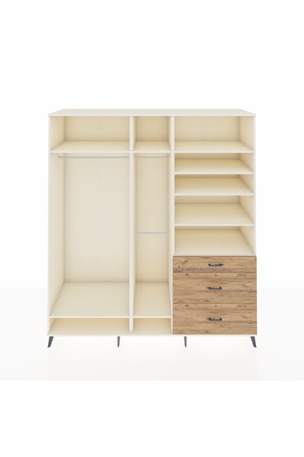 Kronos Dolap 9 Raflı 3 Çekmeceli 3 Askılı 220x59x243 Aytaşı-Aytaşı/Çam