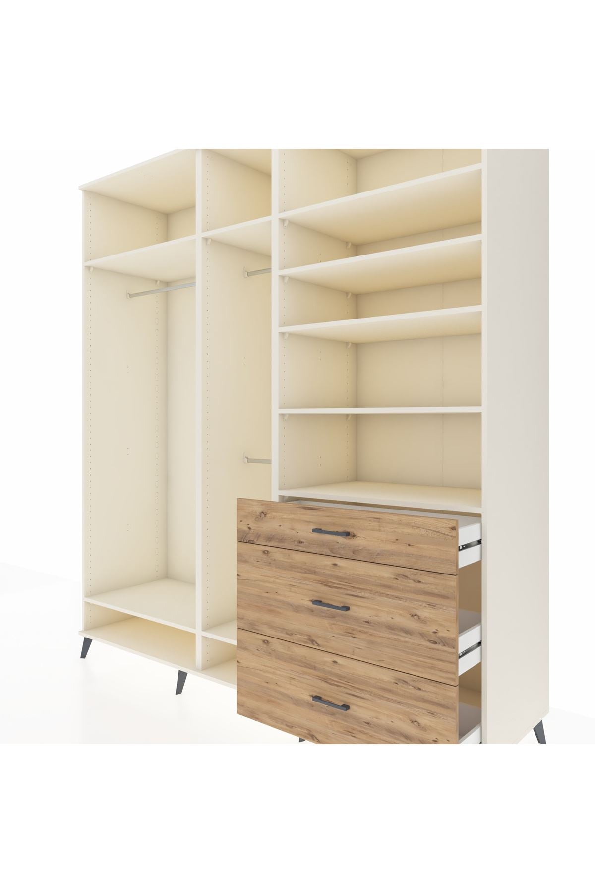 Kronos Dolap 9 Raflı 3 Çekmeceli 3 Askılı 220x59x243 Aytaşı-Aytaşı/Çam