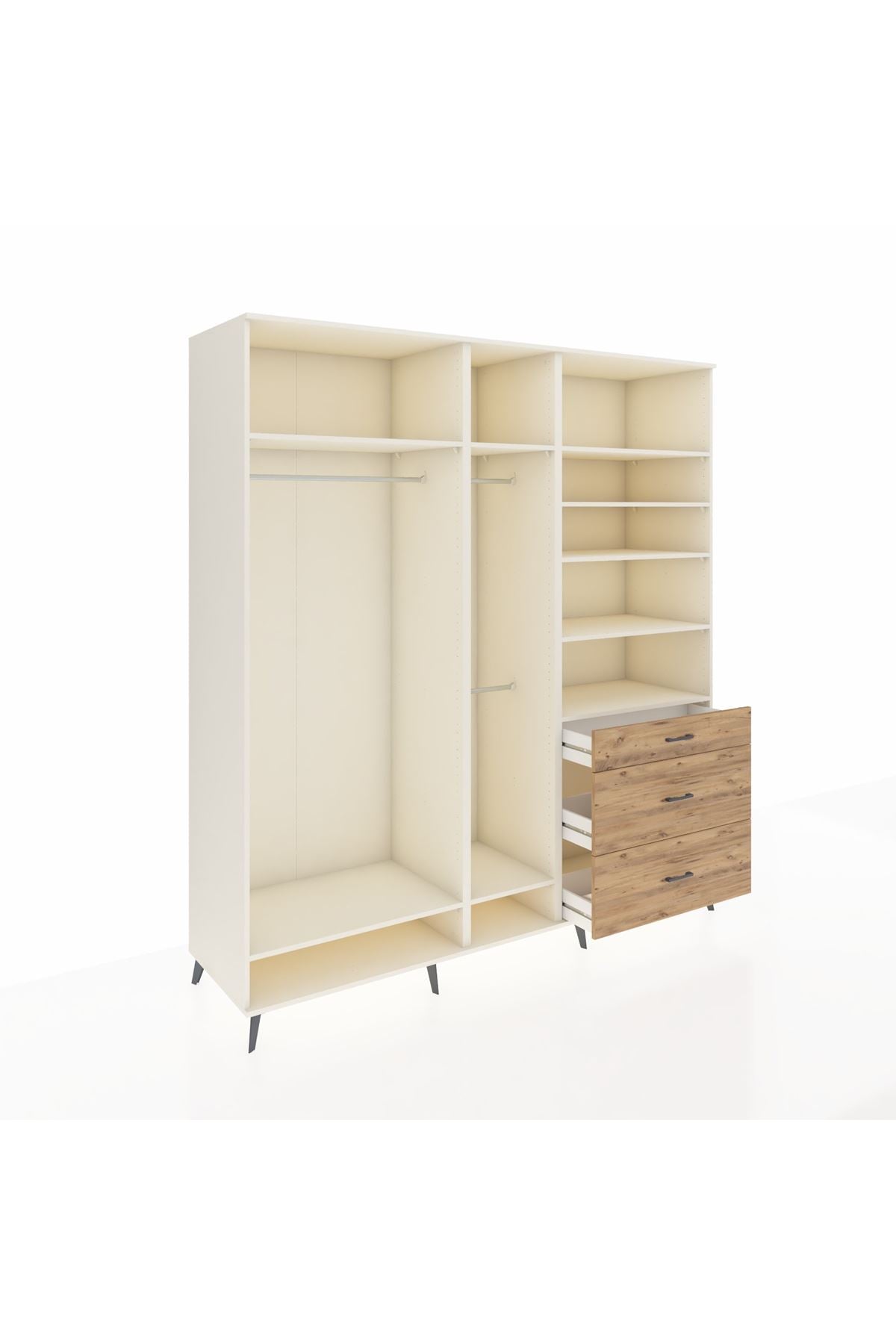 Kronos Dolap 9 Raflı 3 Çekmeceli 3 Askılı 220x59x243 Aytaşı-Aytaşı/Çam