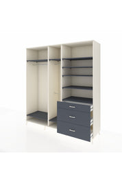 Kronos Dolap 9 Raflı 3 Çekmeceli 3 Askılı 220x59x243 Aytaşı-Antrasit/Antrasit