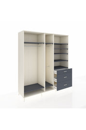 Kronos Dolap 9 Raflı 3 Çekmeceli 3 Askılı 220x59x243 Aytaşı-Antrasit/Antrasit