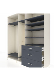 Kronos Dolap 9 Raflı 3 Çekmeceli 3 Askılı 220x59x243 Aytaşı-Antrasit/Antrasit