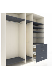 Kronos Dolap 9 Raflı 3 Çekmeceli 3 Askılı 220x59x243 Aytaşı-Antrasit/Antrasit