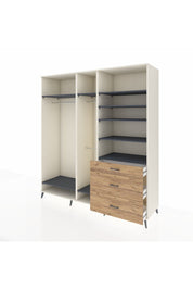 Kronos Dolap 9 Raflı 3 Çekmeceli 3 Askılı 220x59x243 Aytaşı-Antrasit/Çam