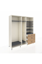 Kronos Dolap 9 Raflı 3 Çekmeceli 3 Askılı 220x59x243 Aytaşı-Antrasit/Çam