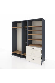 Kronos Dolap 9 Raflı 3 Çekmeceli 3 Askılı 220x59x243 Antrasit-Çam/Aytaşı