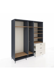 Kronos Dolap 9 Raflı 3 Çekmeceli 3 Askılı 220x59x243 Antrasit-Çam/Aytaşı