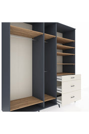 Kronos Dolap 9 Raflı 3 Çekmeceli 3 Askılı 220x59x243 Antrasit-Çam/Aytaşı