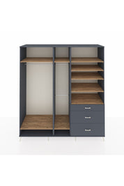 Kronos Dolap 9 Raflı 3 Çekmeceli 3 Askılı 220x59x243 Antrasit-Çam/Antrasit