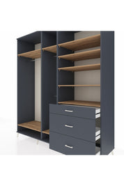 Kronos Dolap 9 Raflı 3 Çekmeceli 3 Askılı 220x59x243 Antrasit-Çam/Antrasit