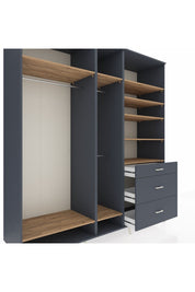 Kronos Dolap 9 Raflı 3 Çekmeceli 3 Askılı 220x59x243 Antrasit-Çam/Antrasit