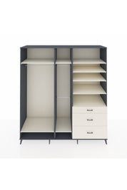 Kronos Dolap 9 Raflı 3 Çekmeceli 3 Askılı 220x59x243 Antrasit-Aytaşı/Aytaşı