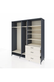 Kronos Dolap 9 Raflı 3 Çekmeceli 3 Askılı 220x59x243 Antrasit-Aytaşı/Aytaşı