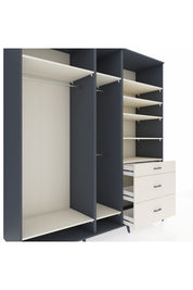 Kronos Dolap 9 Raflı 3 Çekmeceli 3 Askılı 220x59x243 Antrasit-Aytaşı/Aytaşı