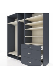 Kronos Dolap 9 Raflı 3 Çekmeceli 3 Askılı 220x59x243 Antrasit-Aytaşı/Antrasit