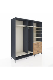 Kronos Dolap 9 Raflı 3 Çekmeceli 3 Askılı 220x59x243 Antrasit-Aytaşı/Çam