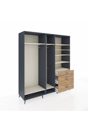 Kronos Dolap 9 Raflı 3 Çekmeceli 3 Askılı 220x59x243 Antrasit-Aytaşı/Çam