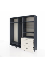 Kronos Dolap 9 Raflı 3 Çekmeceli 3 Askılı 220x59x243 Antrasit-Antrasit/Aytaşı