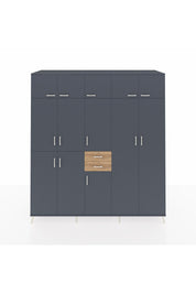 Kronos Dolap 10 Raflı 2 Çekmeceli 3 Askılı 220x59x243 Antrasit-Antrasit/Çam