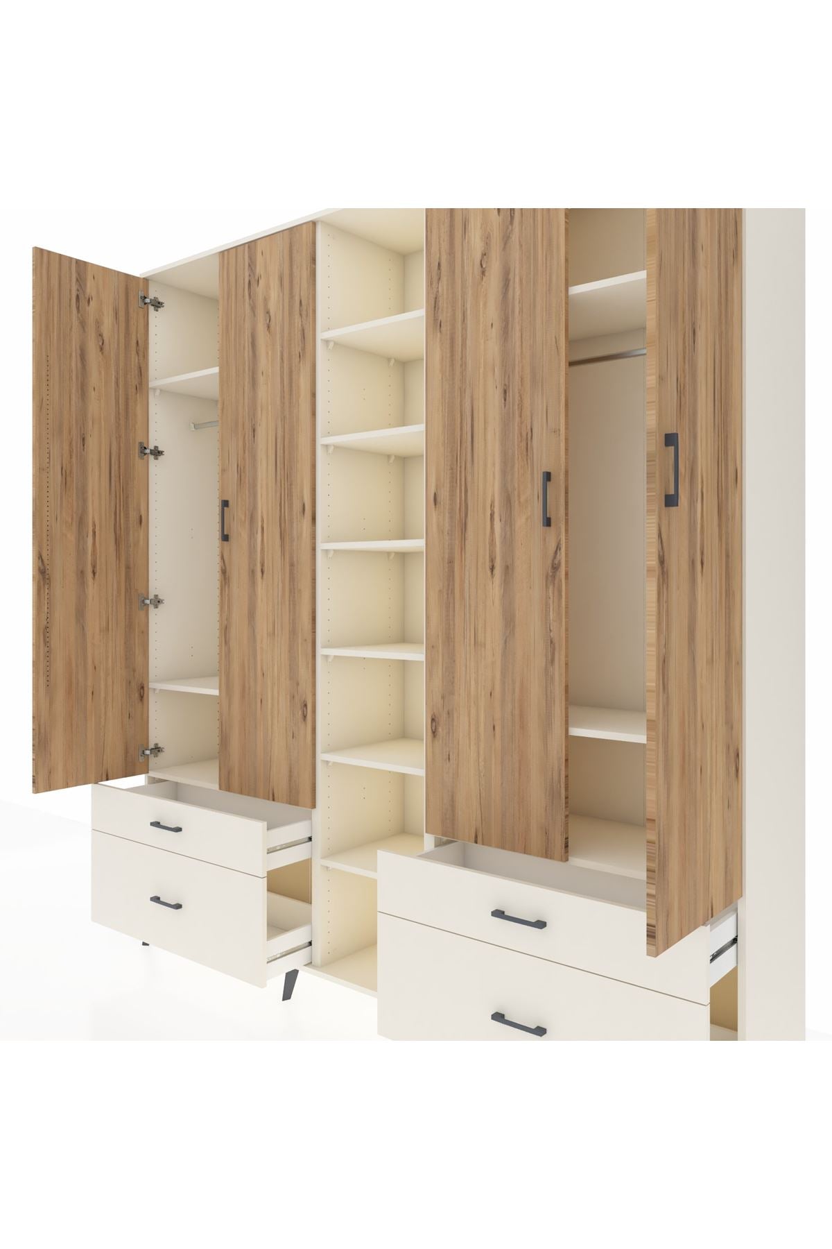 Hyperion Dolap 12 Raflı 4 Çekmeceli 2 Askılı 220x44x243 - S553M001V01B