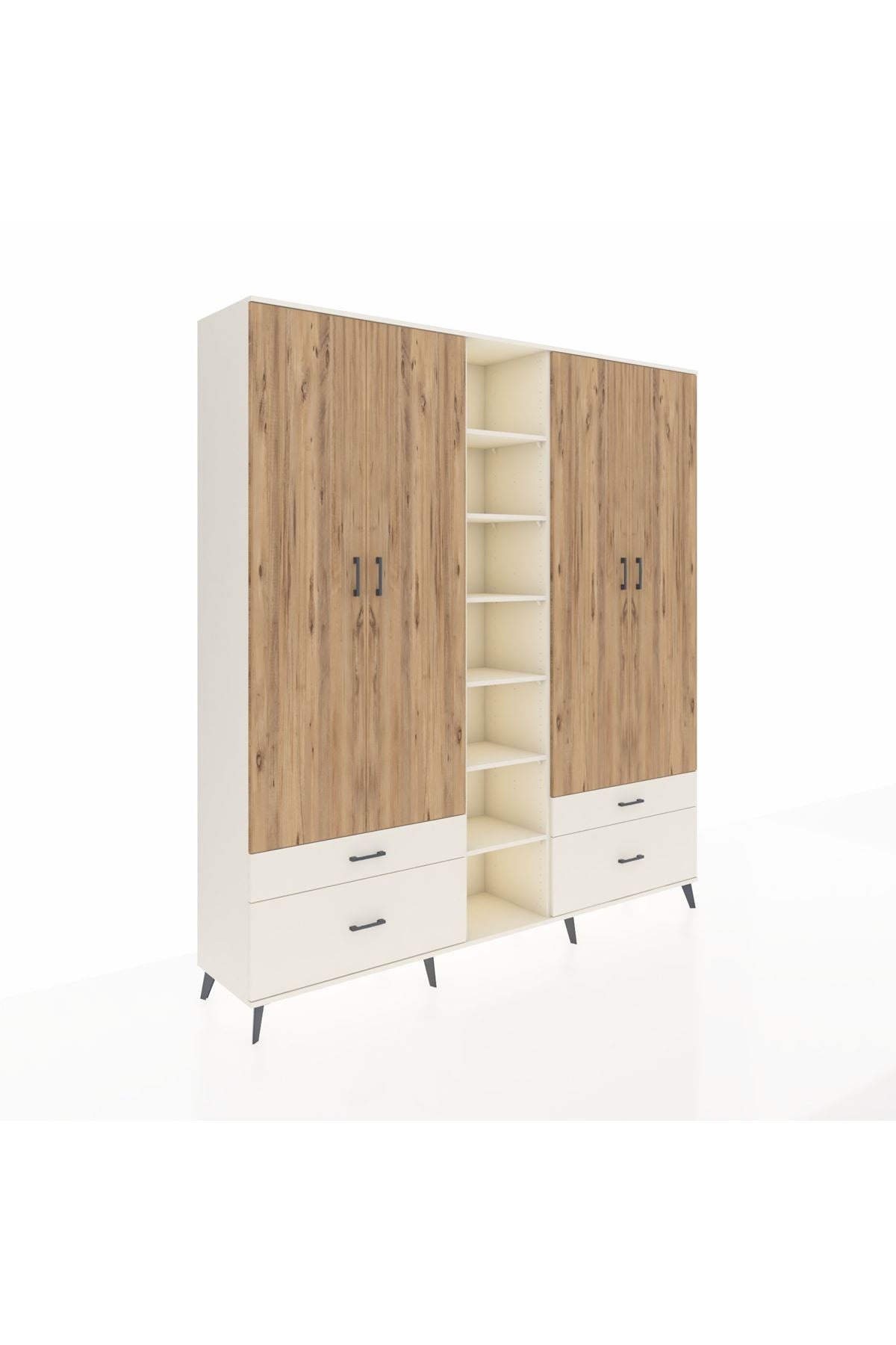 Hyperion Dolap 12 Raflı 4 Çekmeceli 2 Askılı 220x44x243 - S553M001V01B