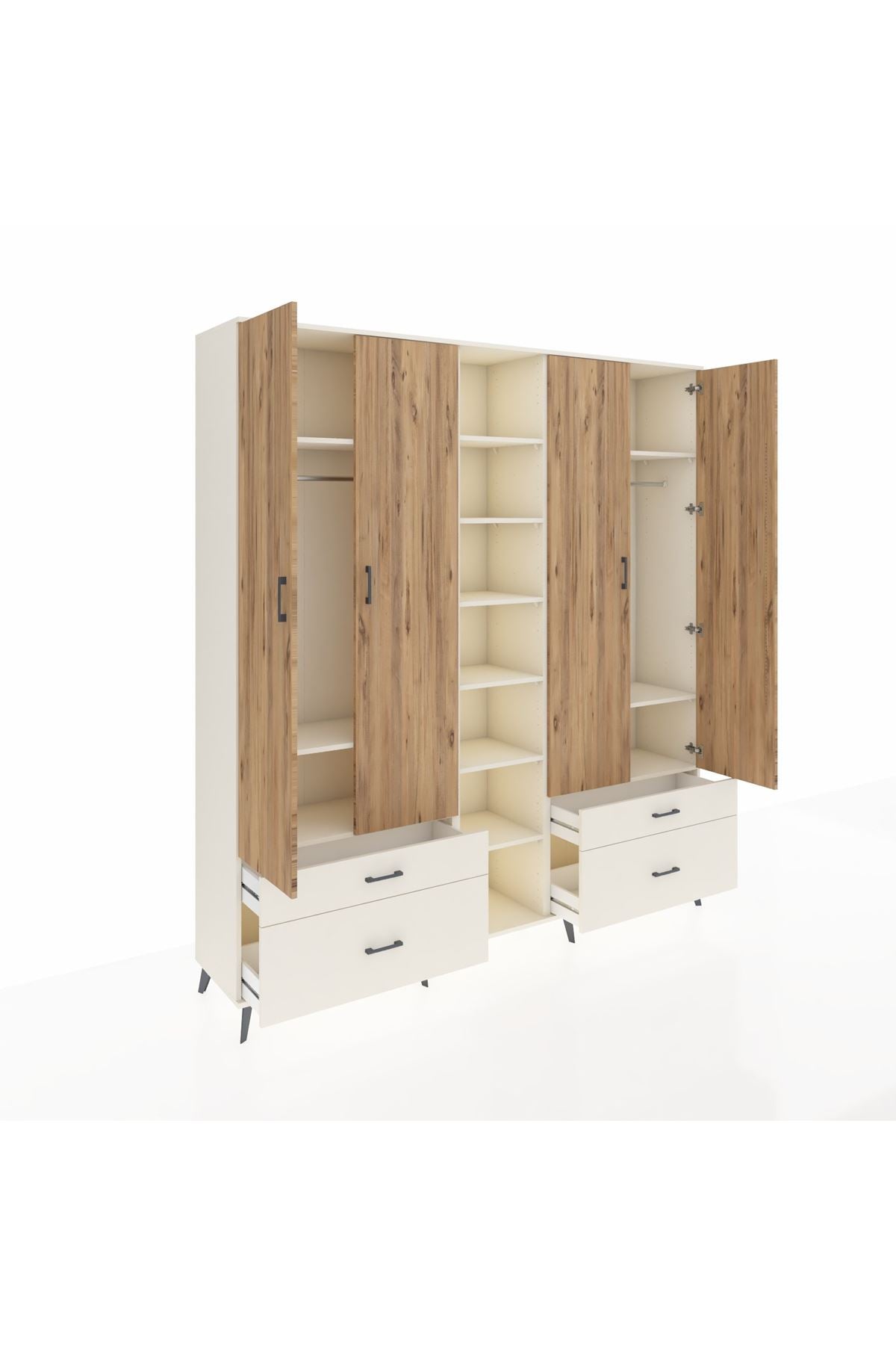 Hyperion Dolap 12 Raflı 4 Çekmeceli 2 Askılı 220x44x243 - S553M001V01B