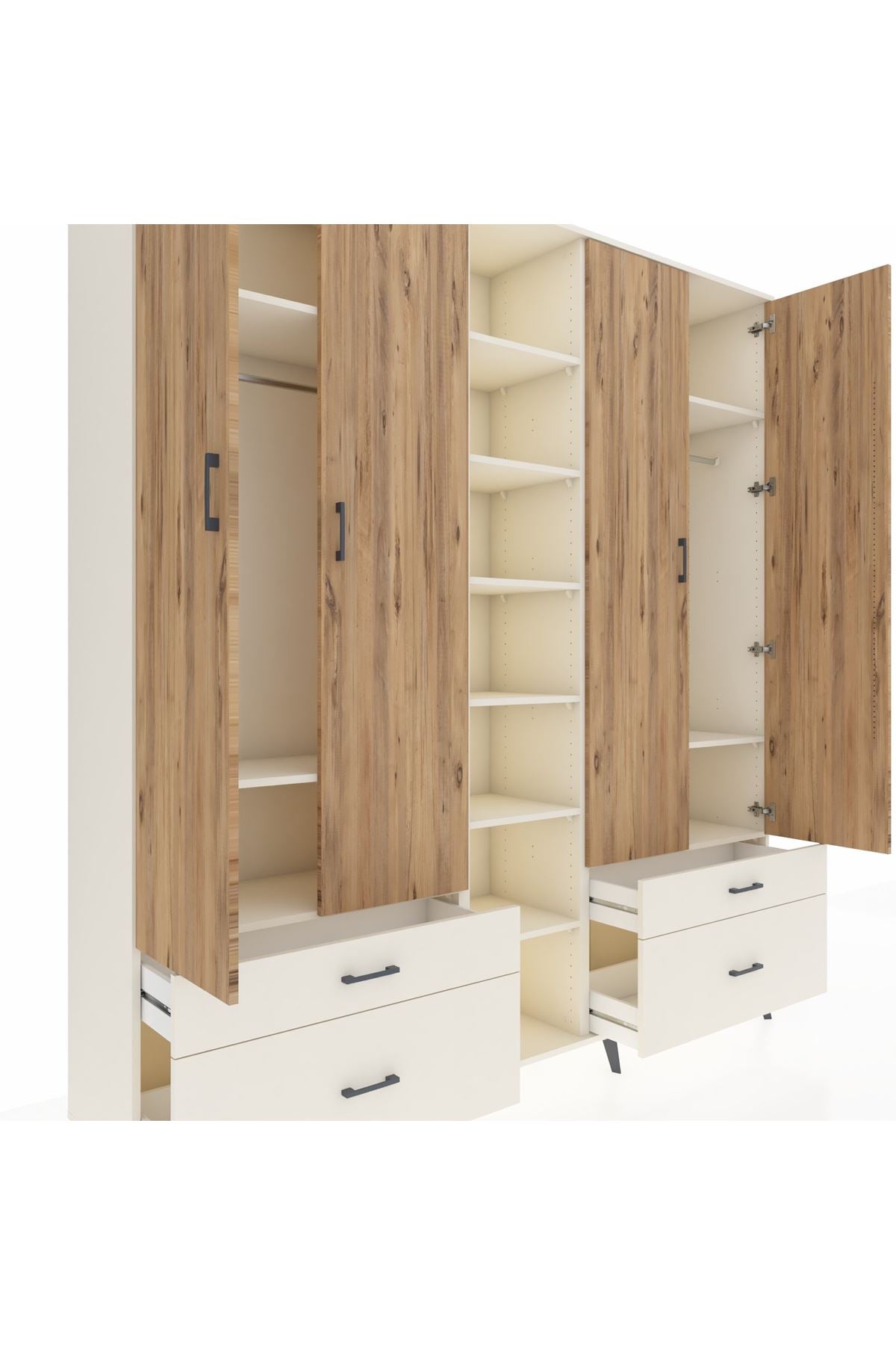 Hyperion Dolap 12 Raflı 4 Çekmeceli 2 Askılı 220x44x243 - S553M001V01B