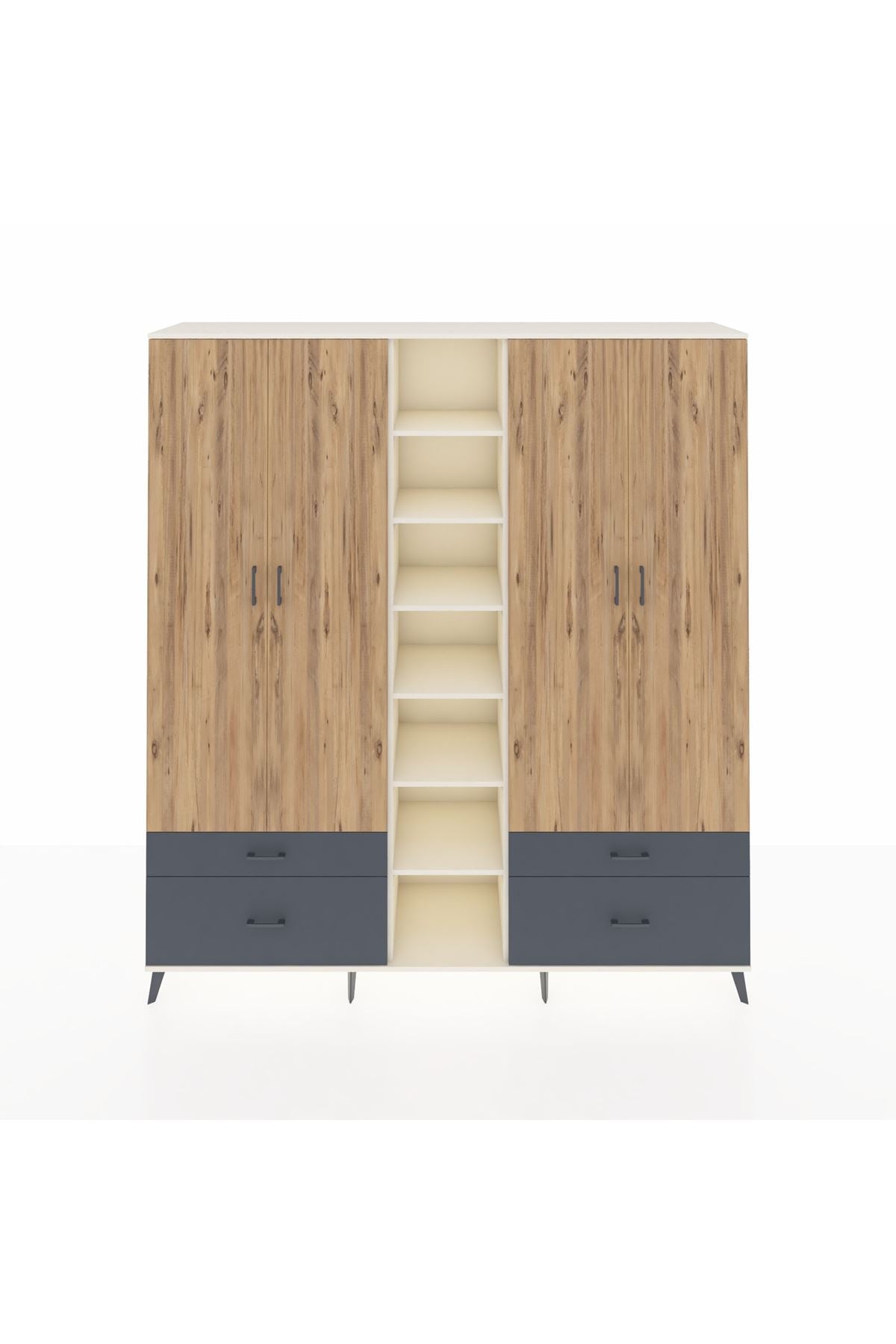 Hyperion Dolap 12 Raflı 4 Çekmeceli 2 Askılı 220x44x243 - S553M001V02B