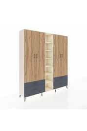 Hyperion Dolap 12 Raflı 4 Çekmeceli 2 Askılı 220x44x243 - S553M001V02B