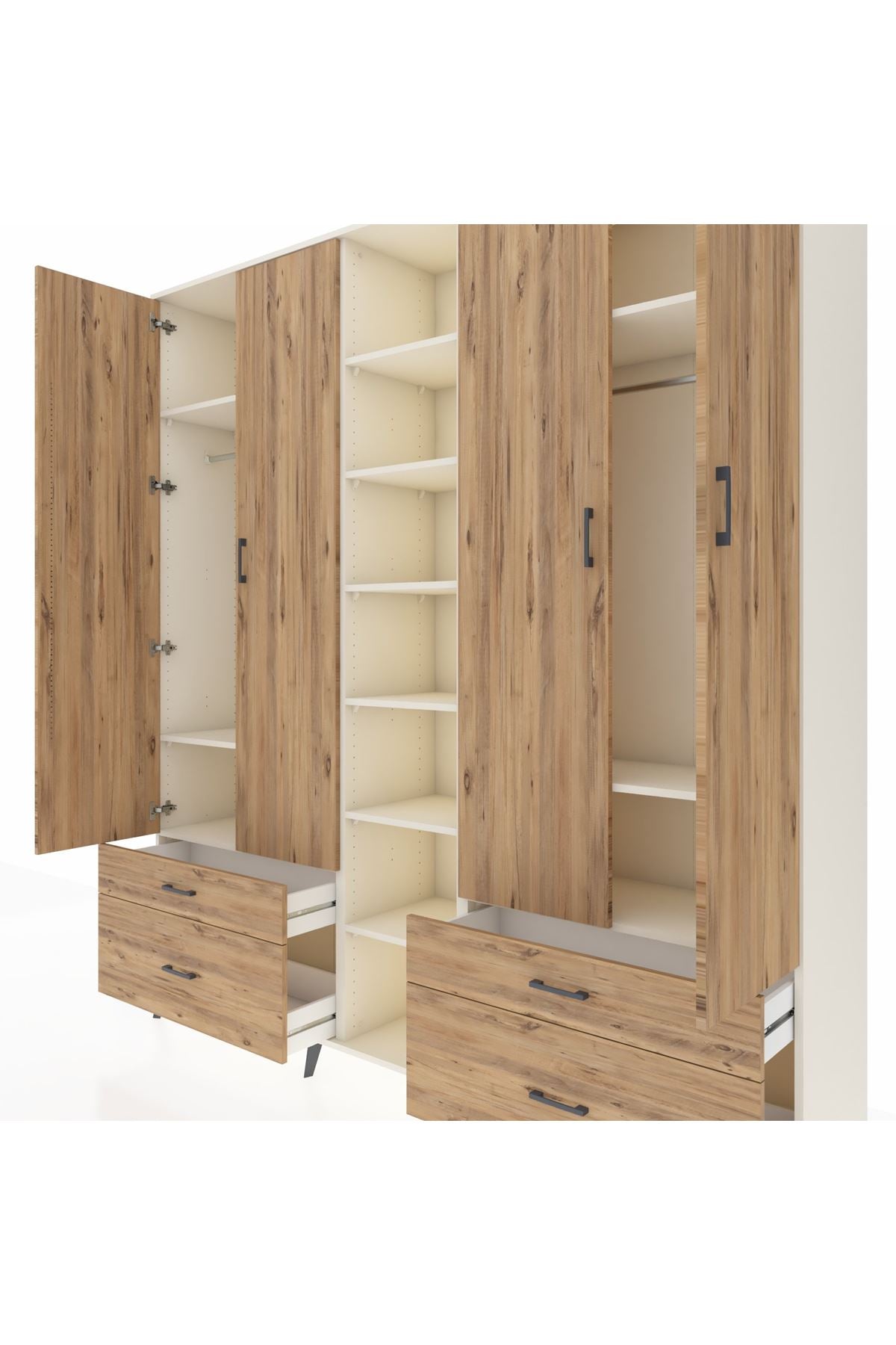 Hyperion Dolap 12 Raflı 4 Çekmeceli 2 Askılı 220x44x243 - S553M001V03B