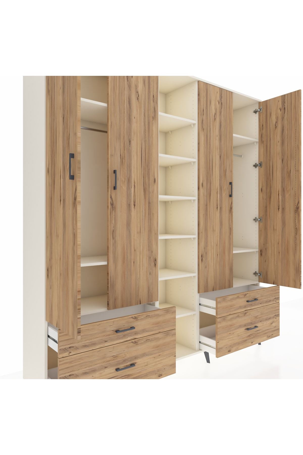 Hyperion Dolap 12 Raflı 4 Çekmeceli 2 Askılı 220x44x243 - S553M001V03B