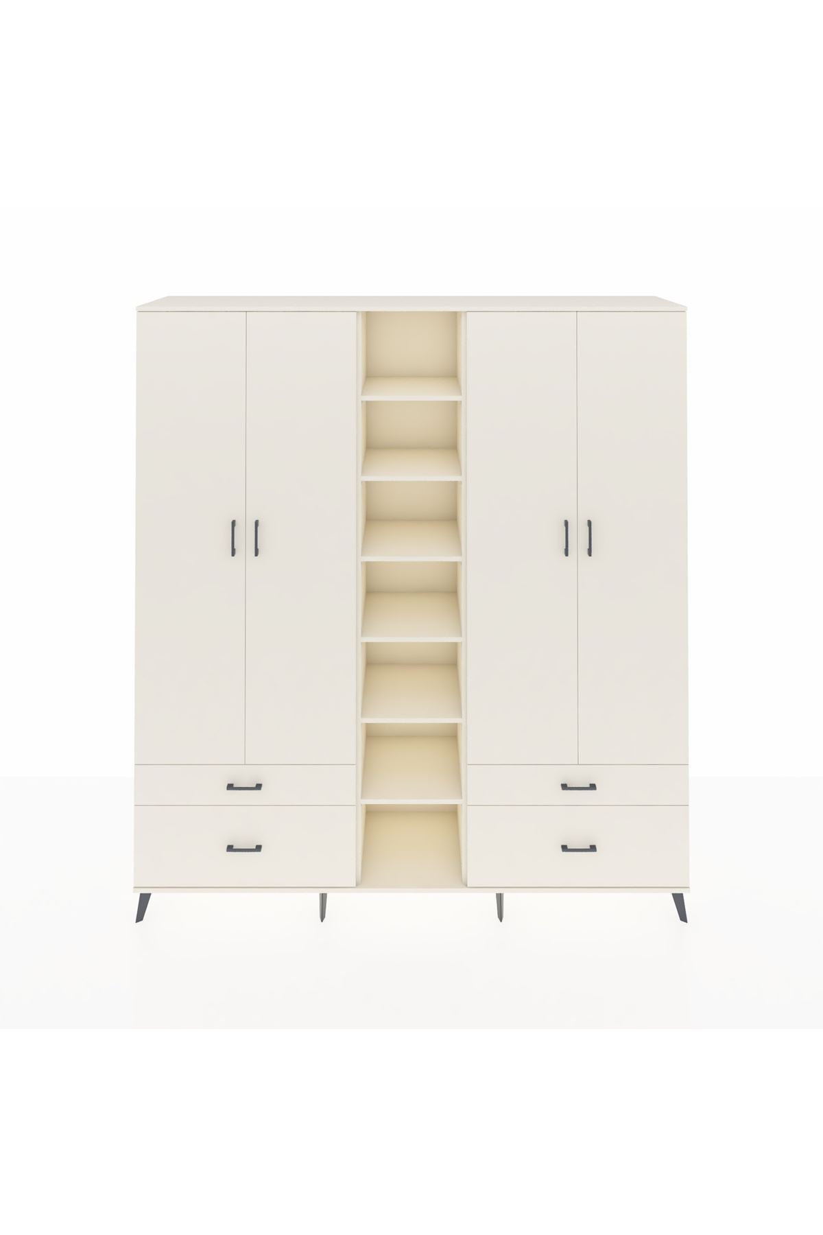 Hyperion Dolap 12 Raflı 4 Çekmeceli 2 Askılı 220x44x243 - S553M001V04B