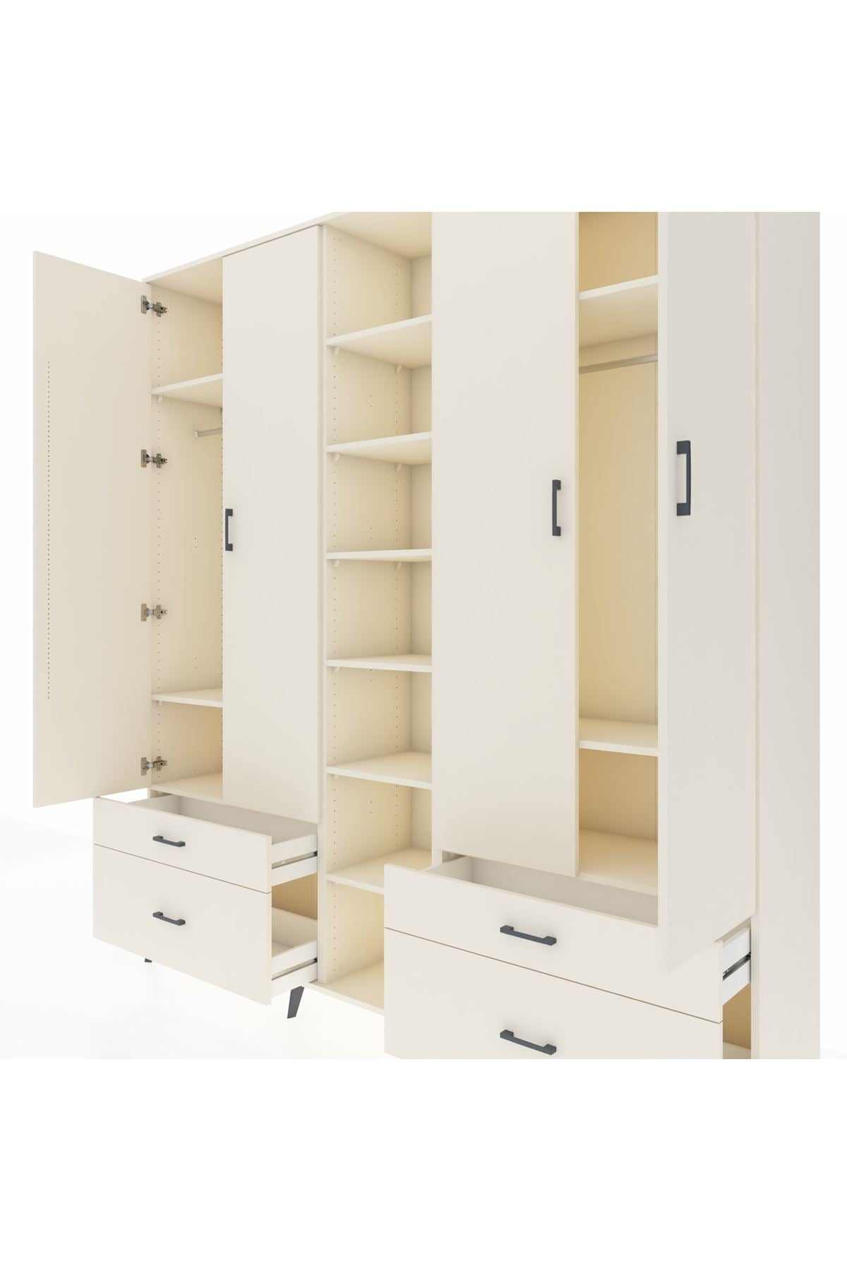 Hyperion Dolap 12 Raflı 4 Çekmeceli 2 Askılı 220x44x243 - S553M001V04B