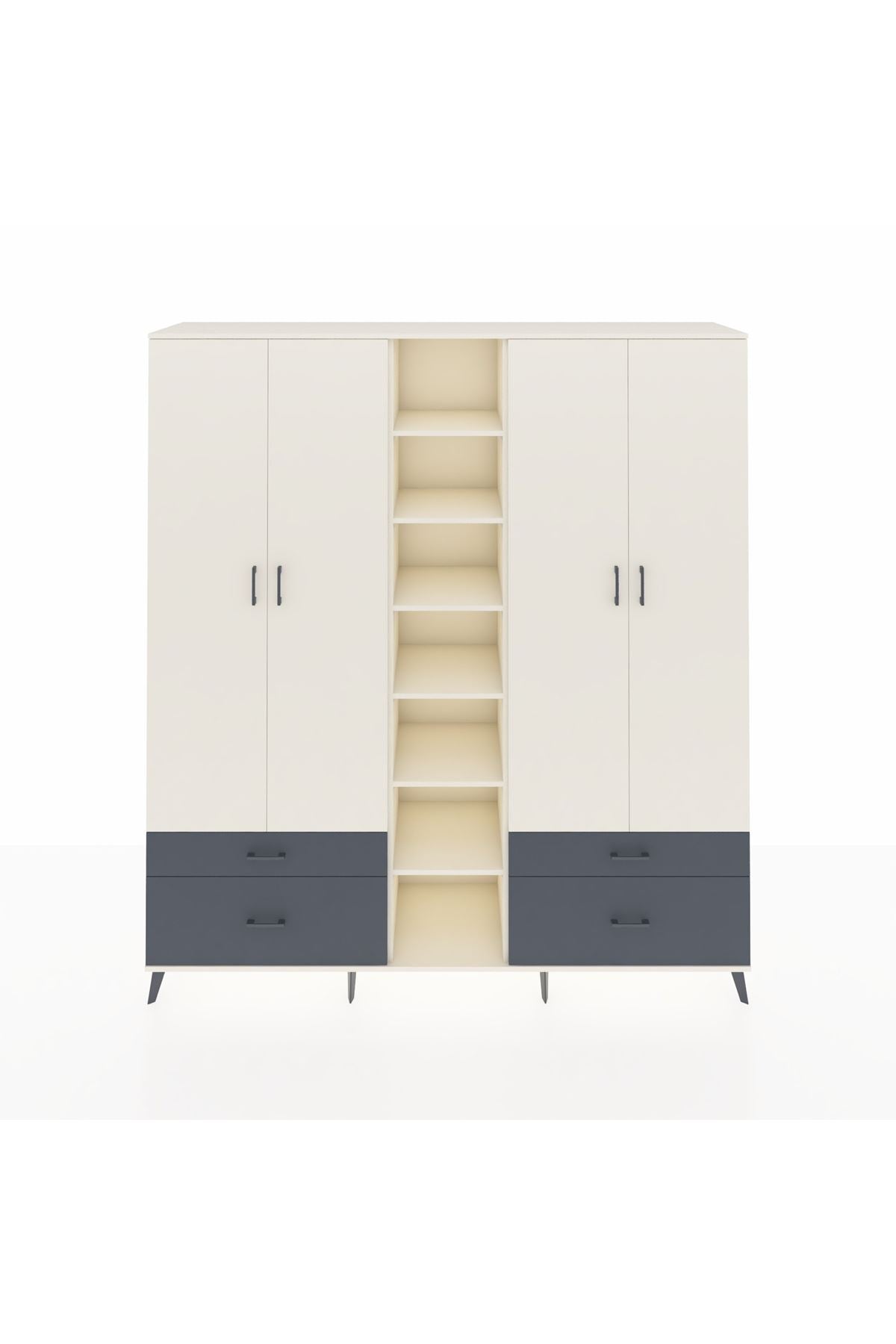 Hyperion Dolap 12 Raflı 4 Çekmeceli 2 Askılı 220x44x243 - S553M001V05B