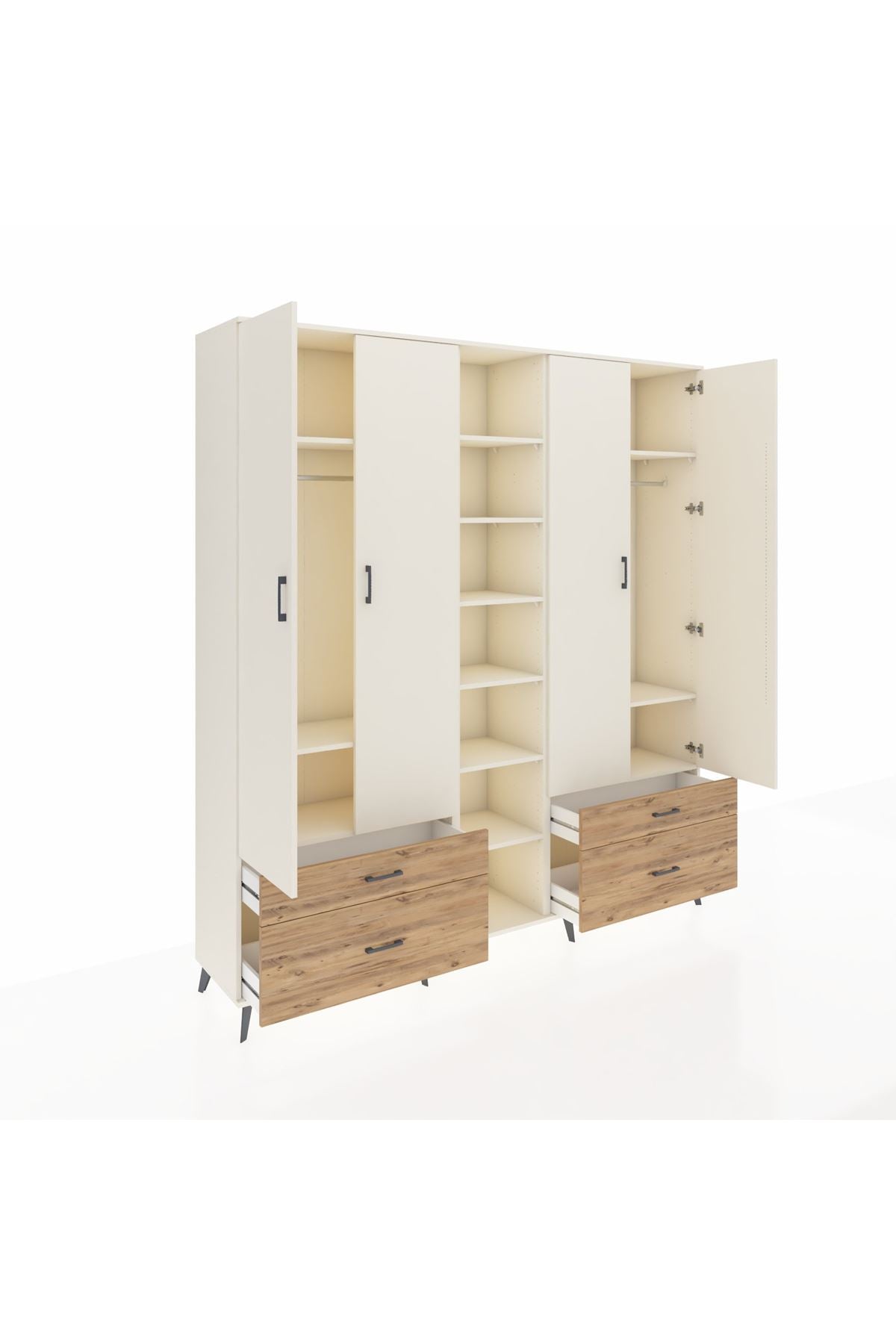 Hyperion Dolap 12 Raflı 4 Çekmeceli 2 Askılı 220x44x243 - S553M001V06B