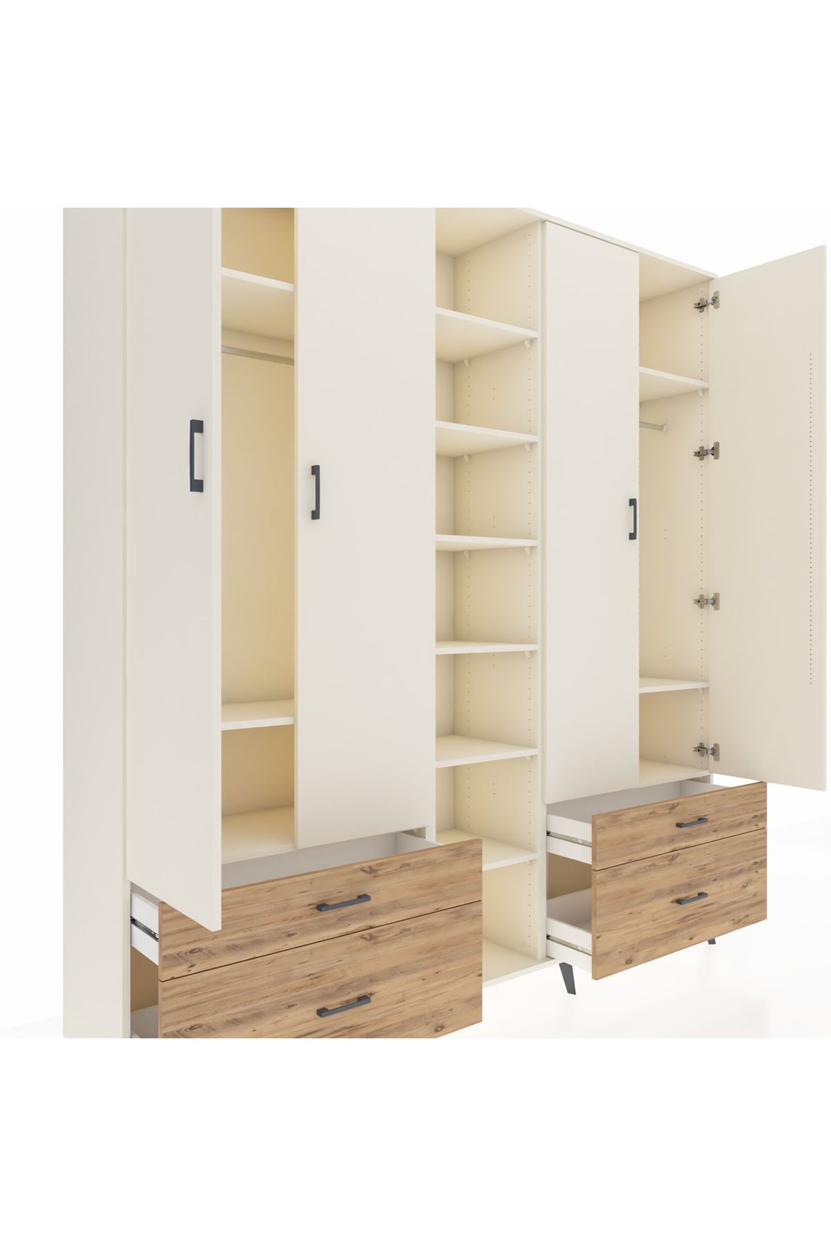 Hyperion Dolap 12 Raflı 4 Çekmeceli 2 Askılı 220x44x243 - S553M001V06B