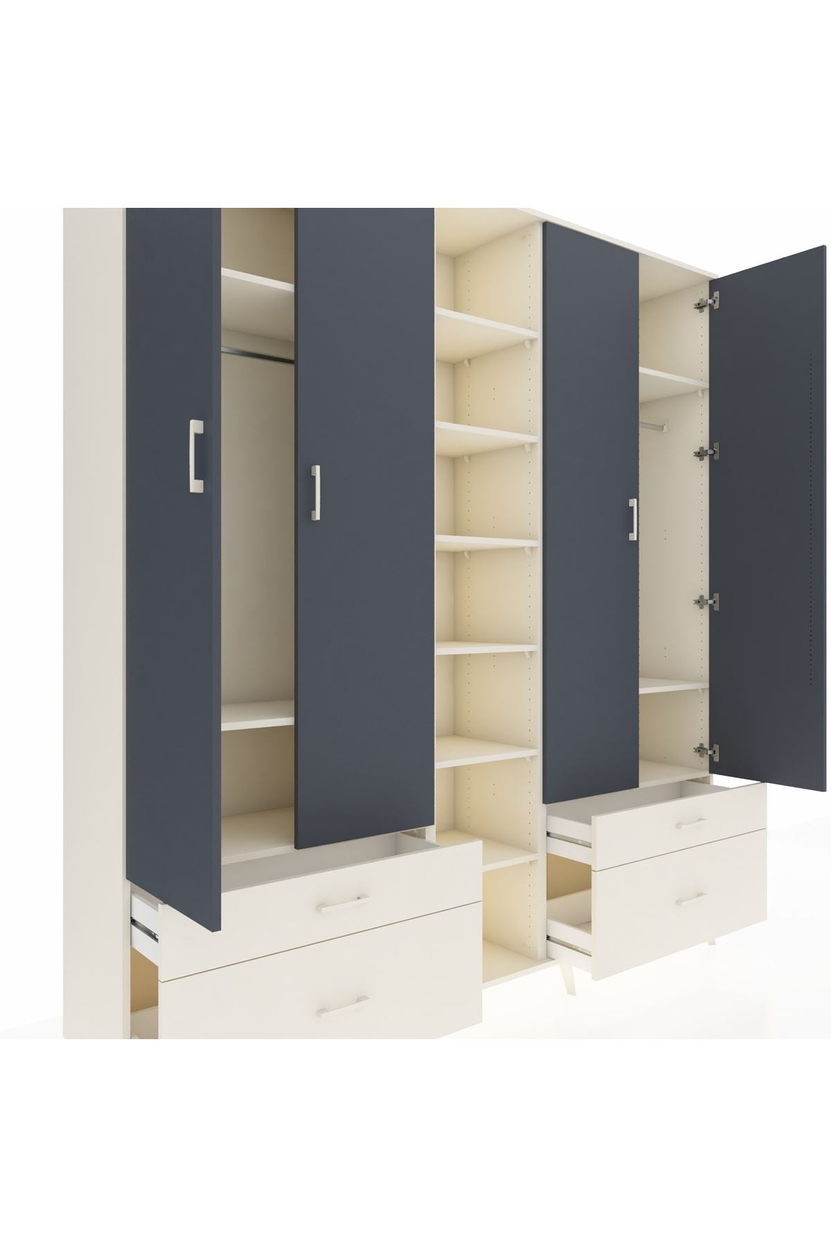 Hyperion Dolap 12 Raflı 4 Çekmeceli 2 Askılı 220x44x243 - S553M001V07B