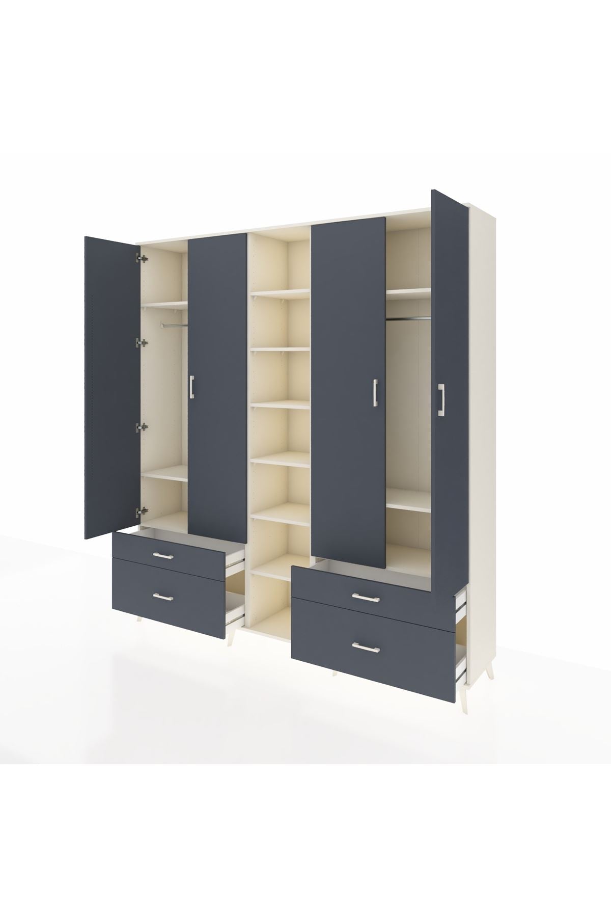 Hyperion Dolap 12 Raflı 4 Çekmeceli 2 Askılı 220x44x243 - S553M001V08B