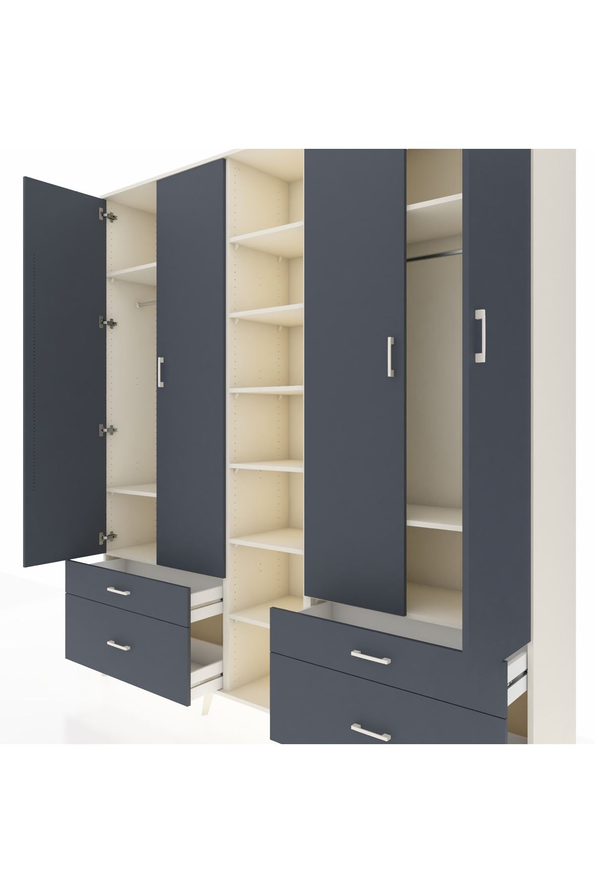 Hyperion Dolap 12 Raflı 4 Çekmeceli 2 Askılı 220x44x243 - S553M001V08B