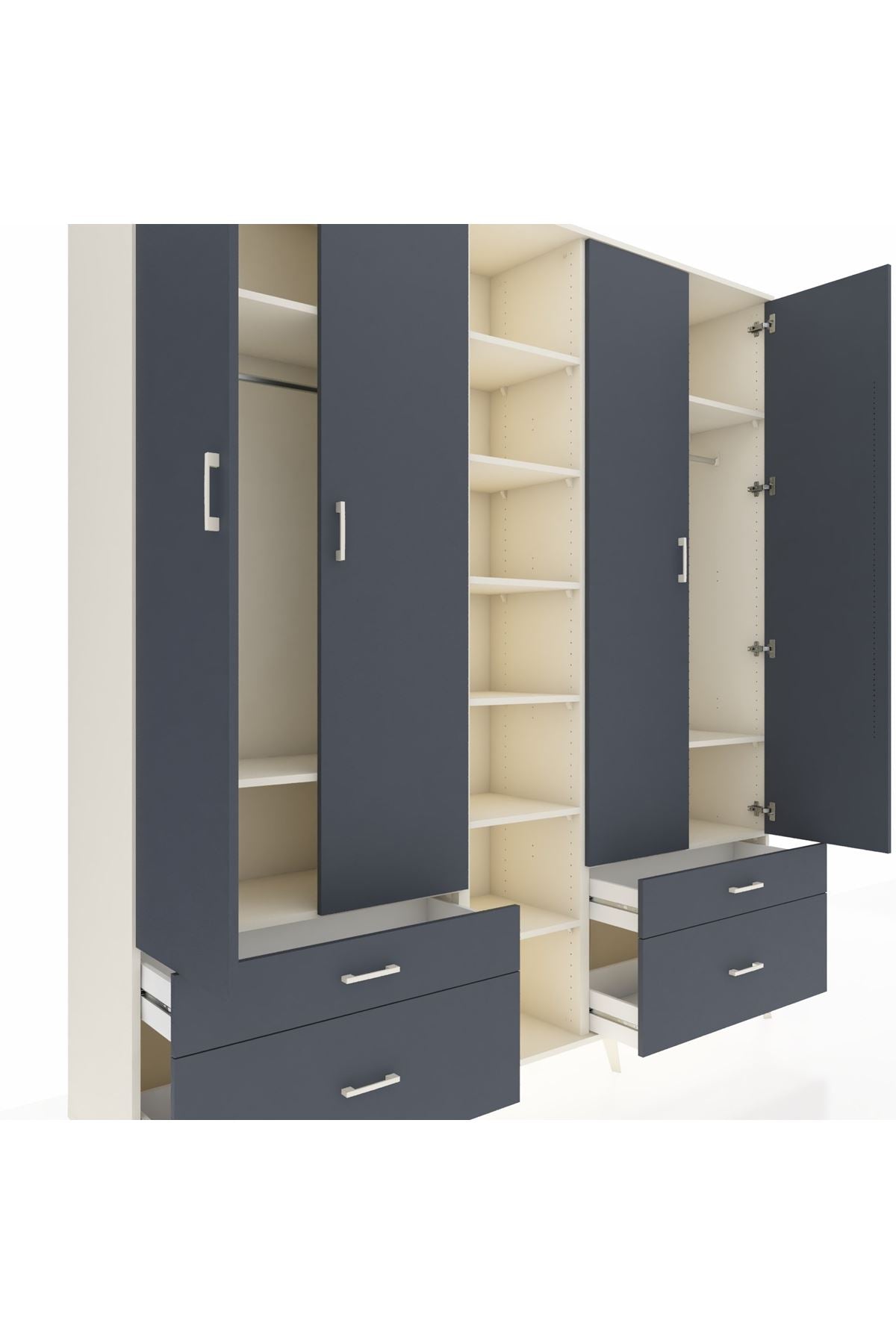 Hyperion Dolap 12 Raflı 4 Çekmeceli 2 Askılı 220x44x243 - S553M001V08B